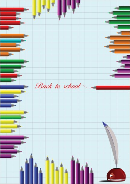 蓝色的笔记本。回到学校。向量图片下载