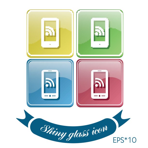 带有rss符号的智能手机。图片下载