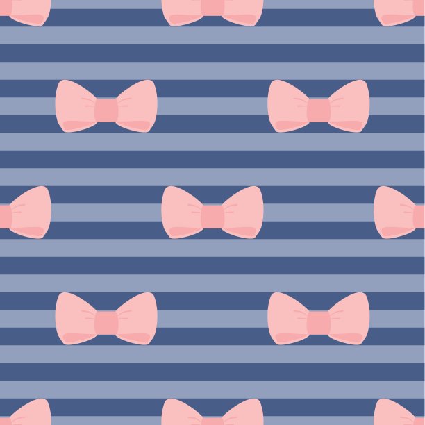 无缝矢量模式与淡粉色蝴蝶结水手海军蓝色条纹背景图片下载
