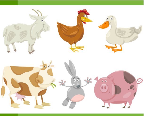 农场动物卡通插图图片下载