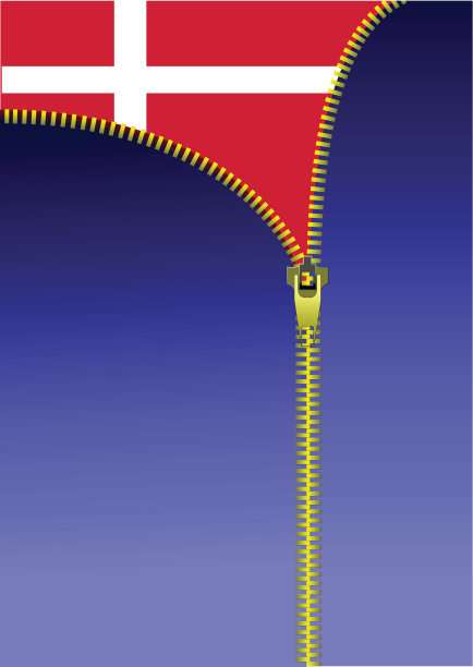 拉链打开丹麦国旗。丹麦国旗。图片下载