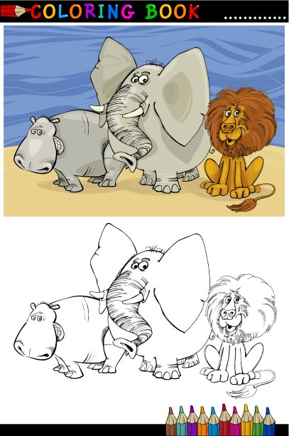 野生野生动物着色图片下载