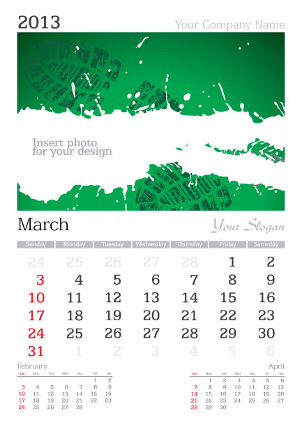 2013年3月A3日历图片下载