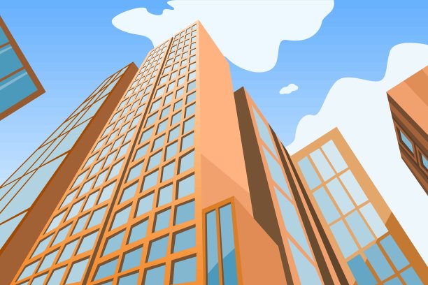 高耸的摩天大楼以蓝天为背景图片下载