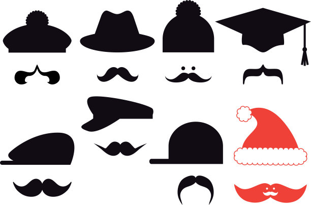 胡子和帽子，向量图片下载