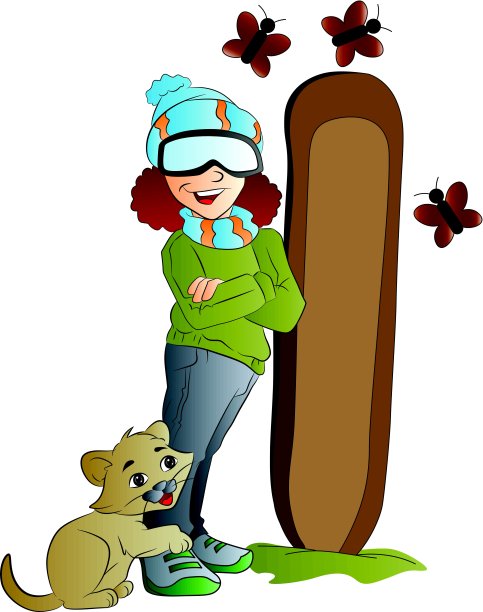 女人滑雪,插图图片下载