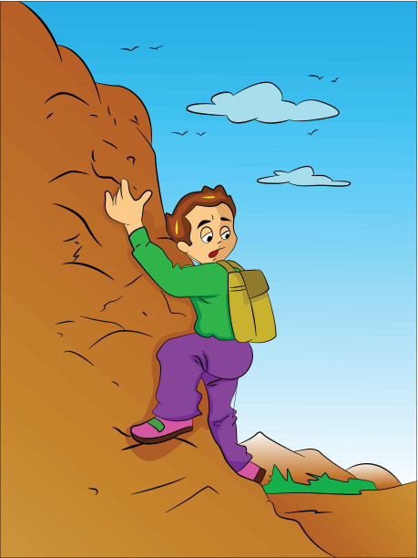 男孩爬山，插图图片下载