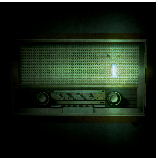 抽象的垃圾背景与复古收音机图片下载