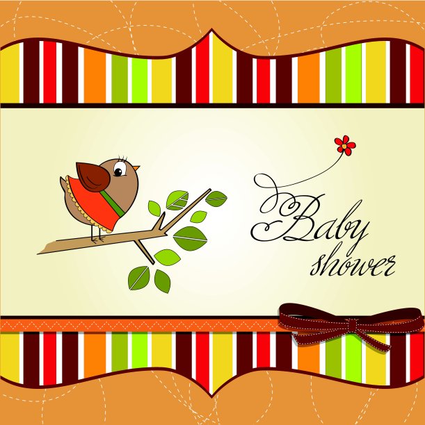 欢迎婴儿卡片和有趣的小鸟图片下载