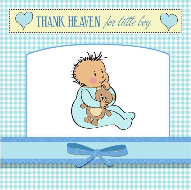 婴儿公告卡与小男孩图片下载