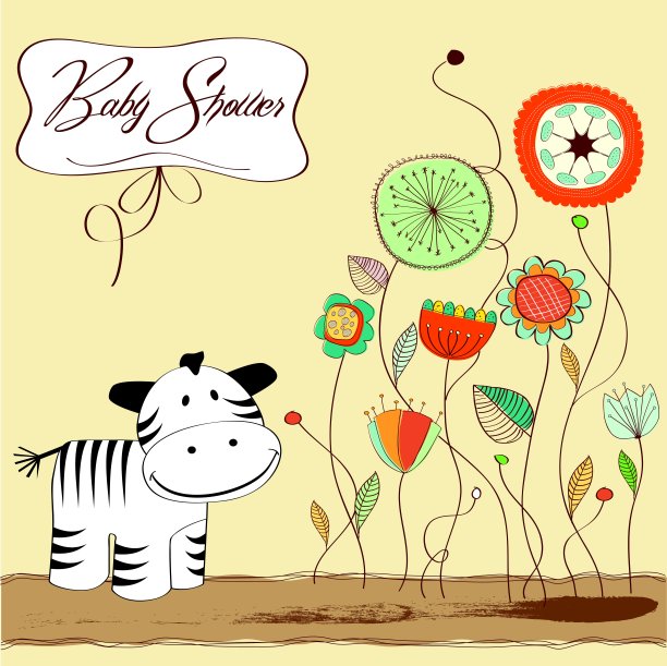 可爱的斑马宝宝沐浴卡图片下载