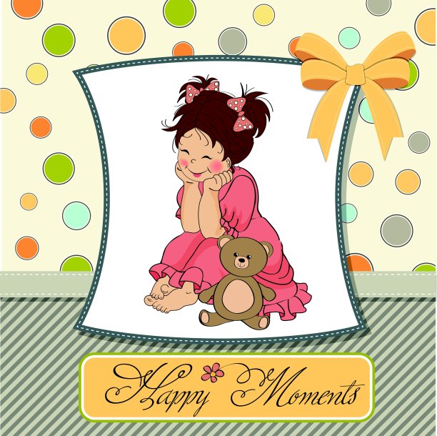 小女孩玩她的玩具熊图片下载