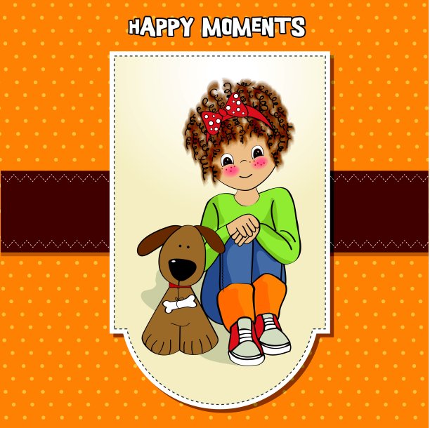 卷毛小女孩和她的狗图片下载