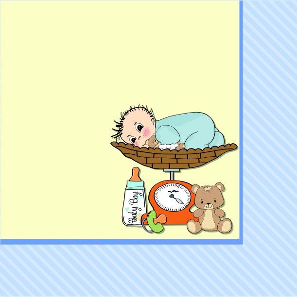 男婴在磅秤上称了体重图片下载