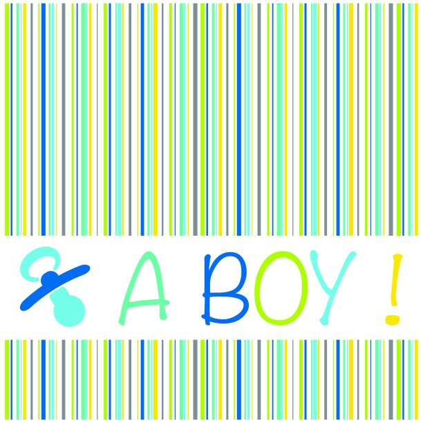 新生儿出生通告卡上的小男孩有条纹图案图片下载
