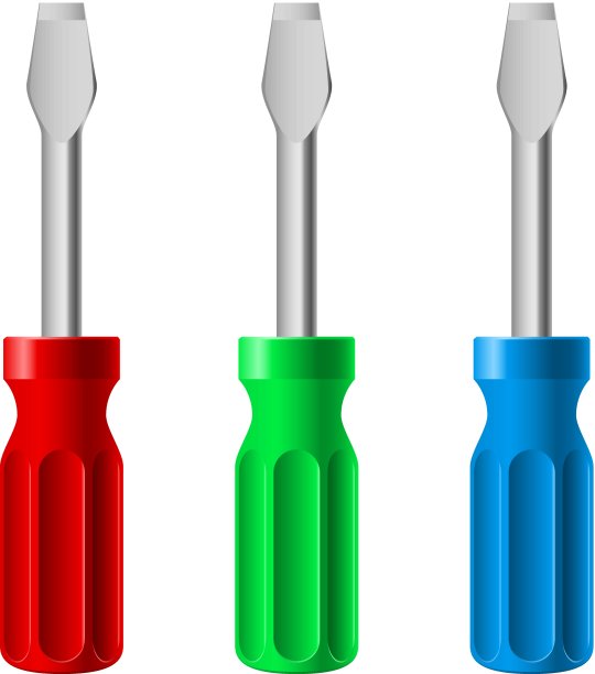 三个彩色的螺丝刀图片下载