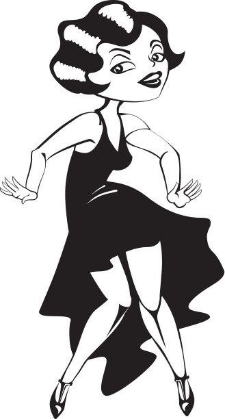 滑稽可爱的卡通女孩穿着装饰艺术服装图片下载