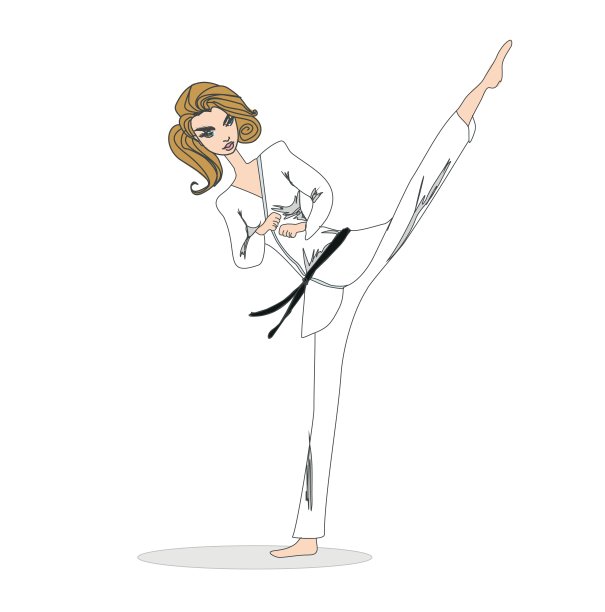 空手道女孩手绘插图图片下载