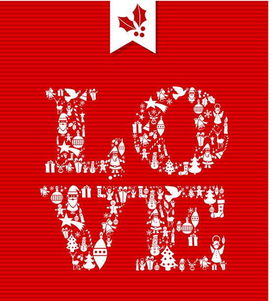 圣诞快乐爱情概念图标插图。图片下载