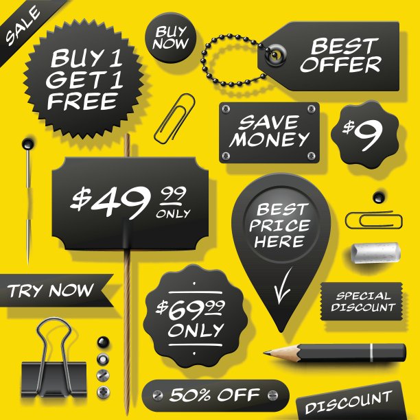 收集销售标签，徽章和用品图片下载