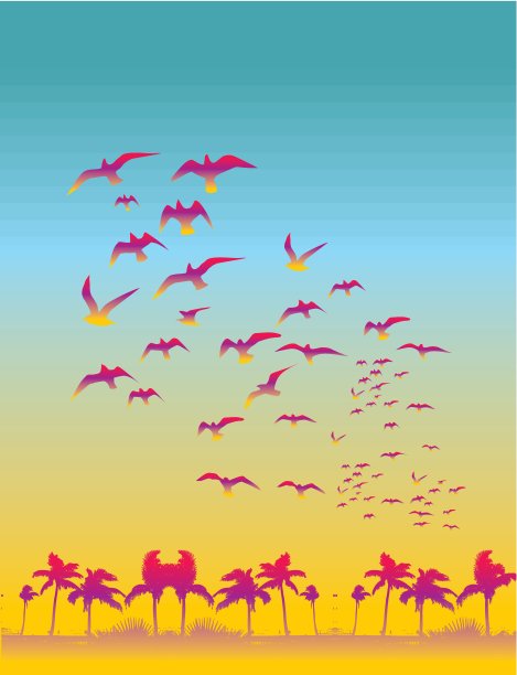 天堂棕榈滩矢量艺术图片下载