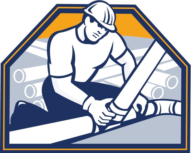 排水层工人铺设管道复古图片下载