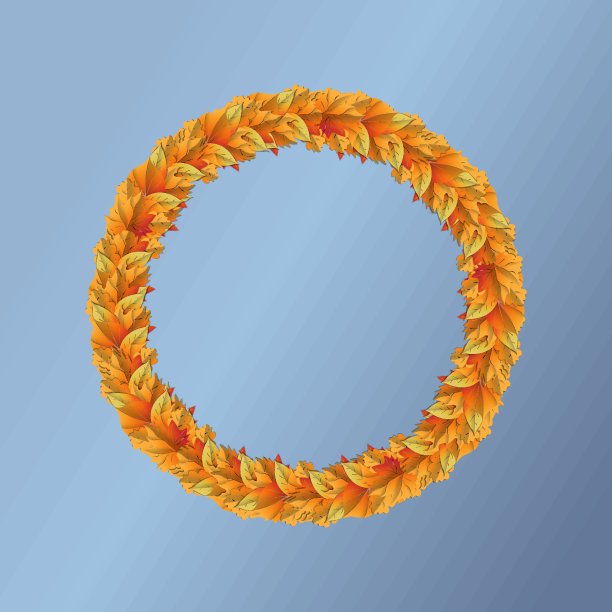 圆圆的秋叶框架。秋天,树叶,花环。矢量图图片下载