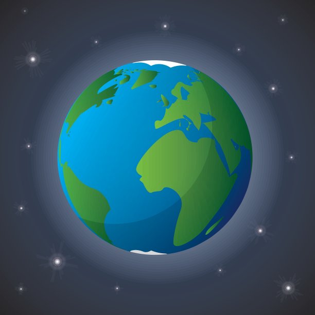 蓝色发光向量地球在开放空间图片下载