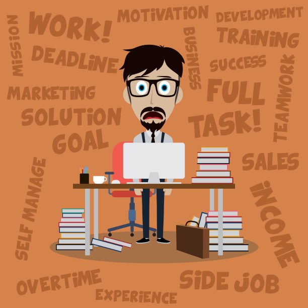 工人压力从工作漫画图片下载