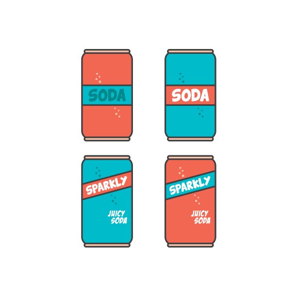 汽水果汁平面图标矢量图片下载