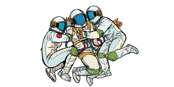 三名宇航员拥抱图片下载