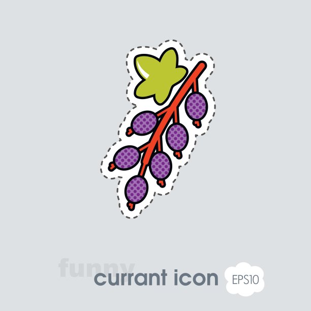 红醋栗。带有叶子图标的黑醋栗图片下载