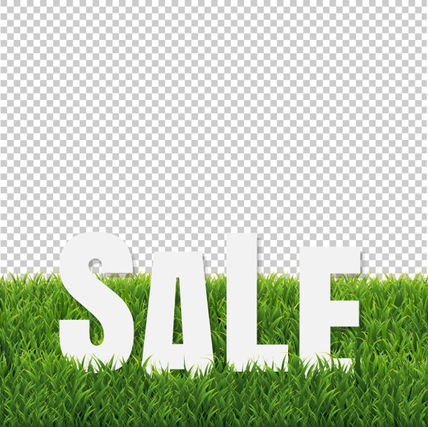 出售文字与绿草透明背景图片下载