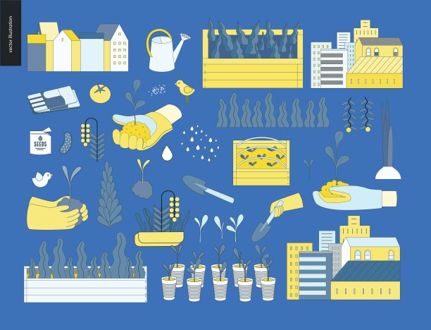 城市农业和园艺元素图片下载