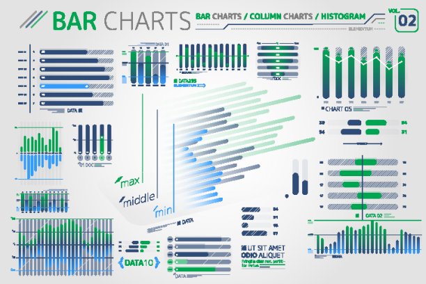 条形图，柱状图和直方图信息图元素图片下载