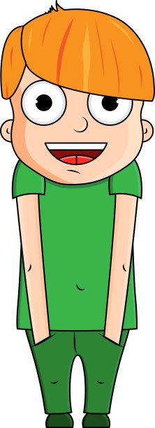 可爱的卡通男孩与快乐的情绪。矢量图图片下载