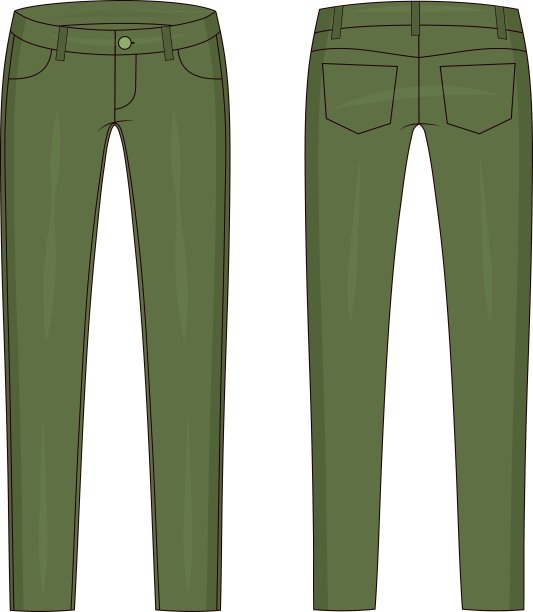 时尚技术彩色草图的牛仔裤矢量图形图片下载