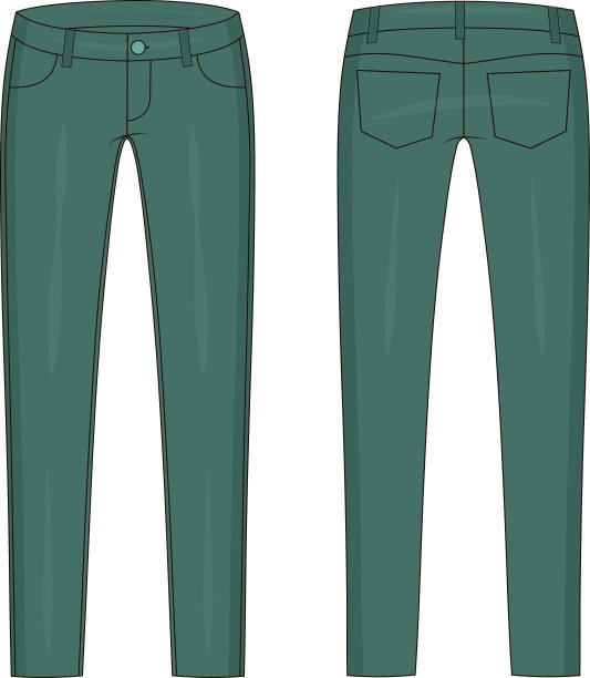 时尚技术彩色草图的牛仔裤矢量图形图片下载