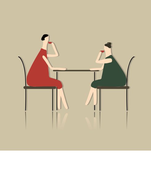 女人喝咖啡素描你的设计图片下载