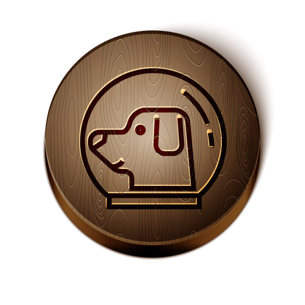 棕色线狗在宇航员头盔图标孤立图片下载