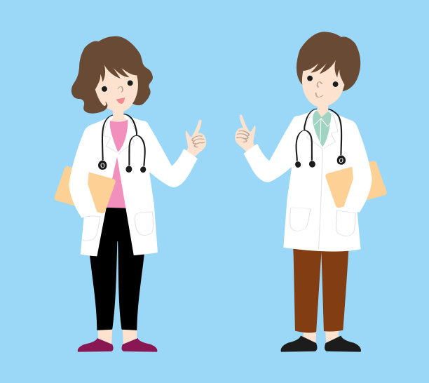 医生人物女性男性全身矢量插画图片下载
