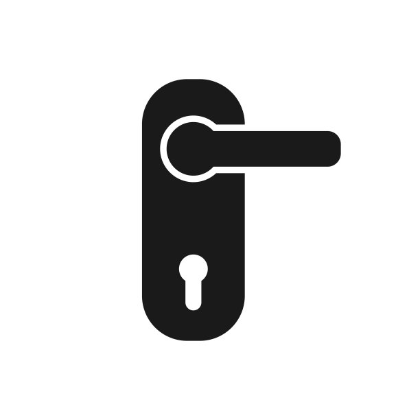 锁矢量图标，门把手图标在时尚的平面风格图片下载