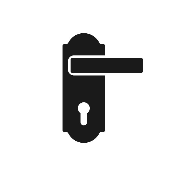 锁矢量图标，门把手图标在时尚的平面风格图片下载