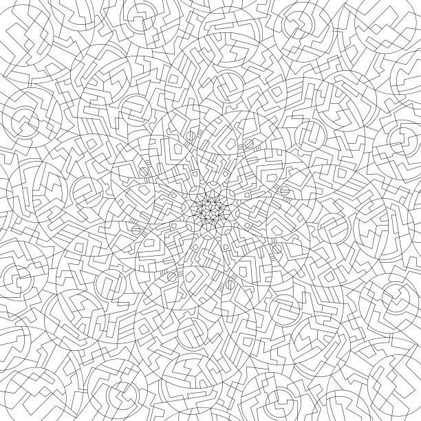 几何曼荼罗着色书。抽象的图案。圆圈，线条，形状。图片下载