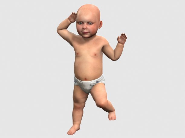 3d İllustration婴儿隔离。宝贝说明。可爱的婴儿模型做各种各样的运动。图片下载