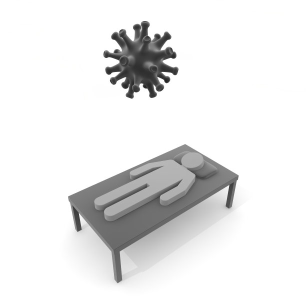 病人躺在床上。冠状病毒感染。三维渲染图片下载