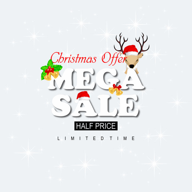 挂着闪闪发光的雪花的圣诞促销横幅图片下载