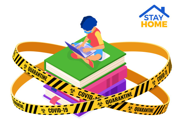 2019冠状病毒病居家隔离在线教育图片下载