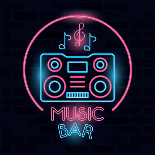 音乐酒吧标签霓虹灯图片下载