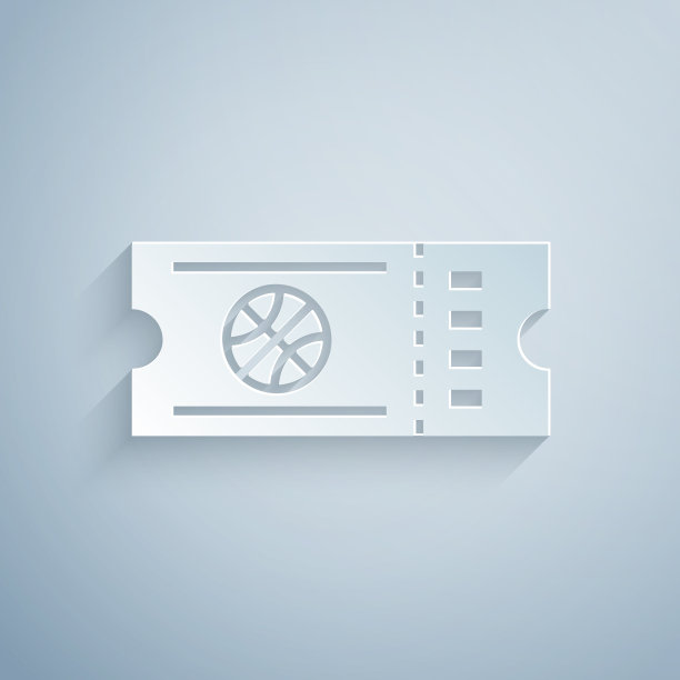 剪纸篮球比赛门票图标孤立上图片下载